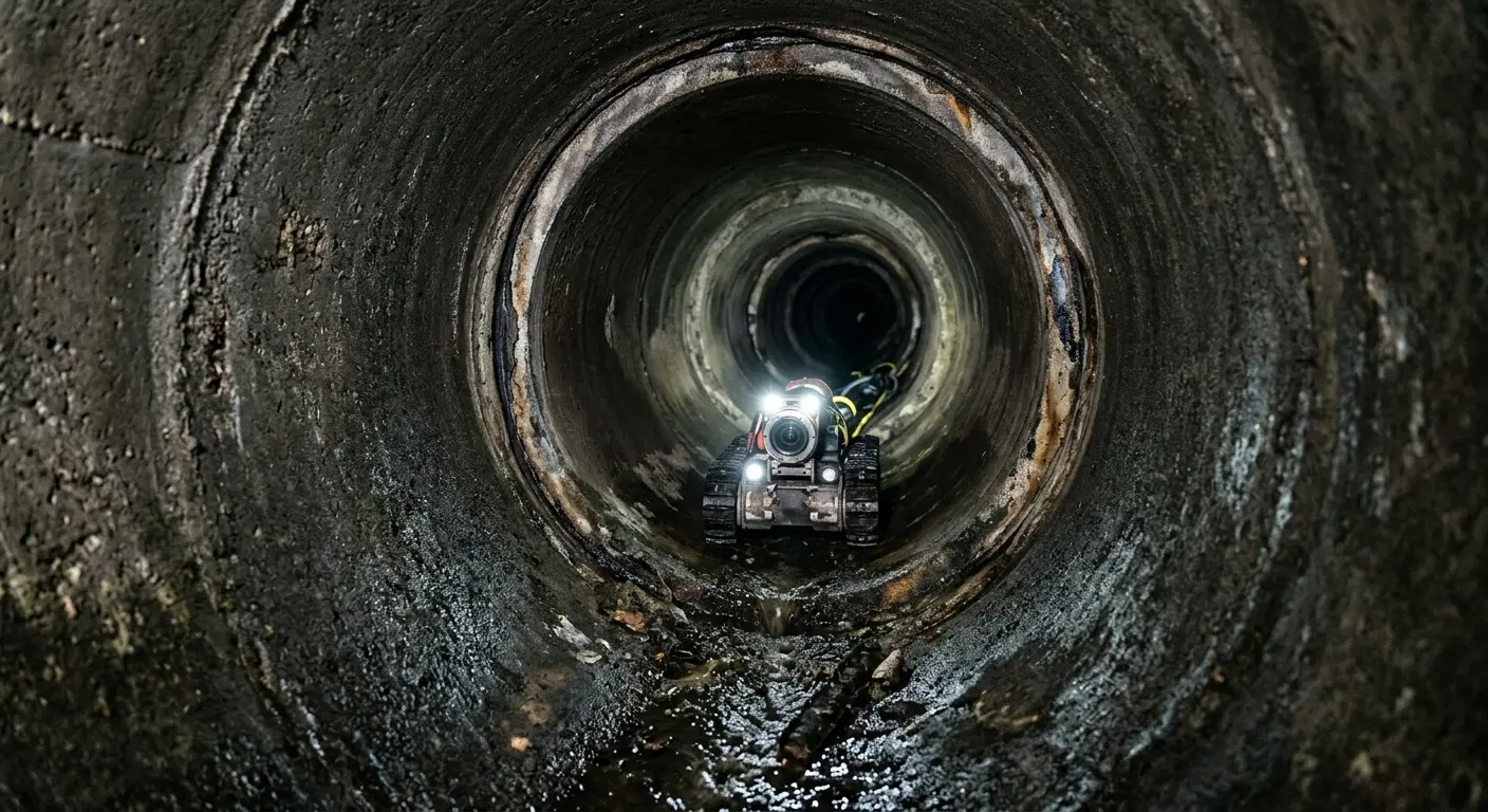 Robotic sewer camera inspecting pipe interior for Drain Snake Service in Jessup